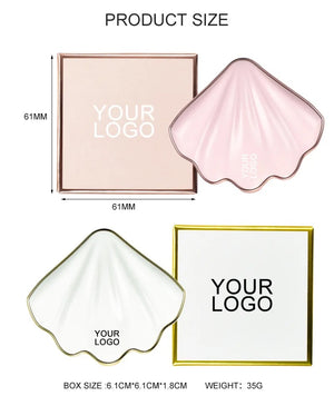 PRIVATE LABEL, 100 pcs Wholesale Luxury PREMIUM Quality Vegan, Cruelty Free, 
Unique Custom Cute Pink/White and Gold Shell Bronzer, Single Pressed Powder Highlighter 10 Shades