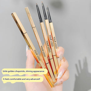 PRIVATE LABEL, 100pcs Wholesale Luxury PREMIUM Quality Vegan, Cruelty Free 
Gold Eyebrow Liner With Brush, Ultra Thin Waterproof Cream Brow Pencil 4 Shades