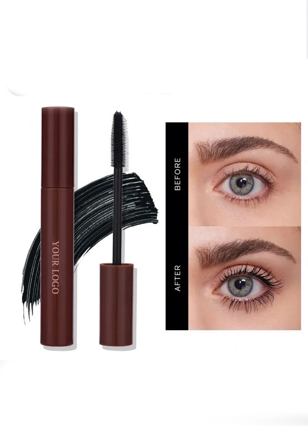 PRIVATE LABEL, 1000 pcs Wholesale Luxury PREMIUM Quality Vegan, Cruelty Free New Candy Cosmetics Milk Chocolate Volumizing Mascara, White Chocolate Curling Mascara, 3D Waterproof Lengthening Black Mascara