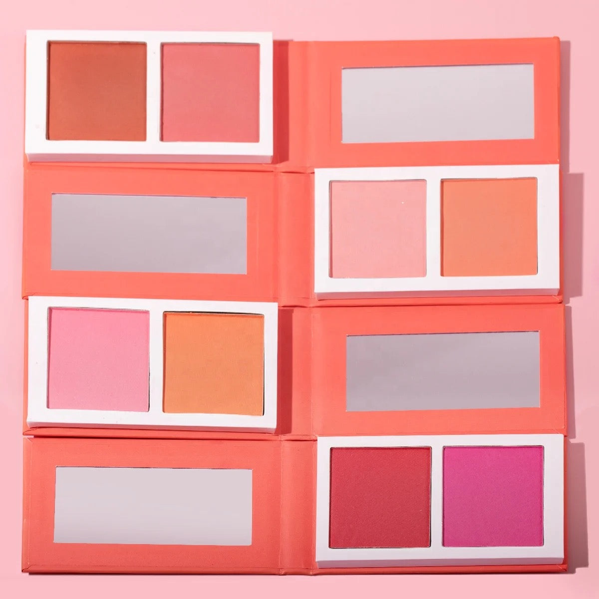 PRIVATE LABEL, 100pcs Wholesale Luxury PREMIUM Quality Vegan, Cruelty Free 2-in-1 Cheek Blush Pressed Powder Pan Pink Talc Free Blusher Palette Glow Duo