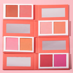 PRIVATE LABEL, 100pcs Wholesale Luxury PREMIUM Quality Vegan, Cruelty Free 2-in-1 Cheek Blush Pressed Powder Pan Pink Talc Free Blusher Palette Glow Duo