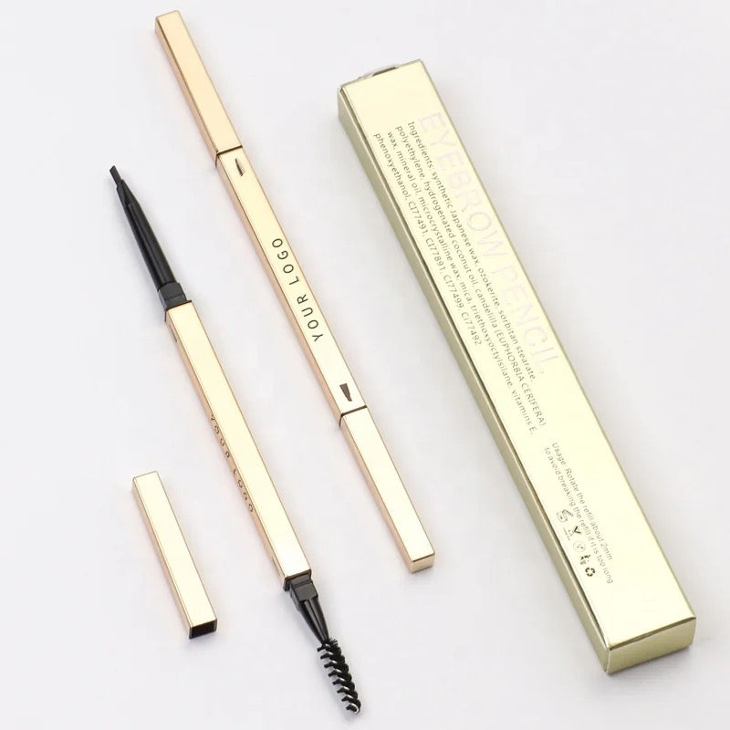 PRIVATE LABEL, 100pcs Wholesale Luxury PREMIUM Quality Vegan, Cruelty Free 
Gold Eyebrow Liner With Brush, Ultra Thin Waterproof Cream Brow Pencil 4 Shades