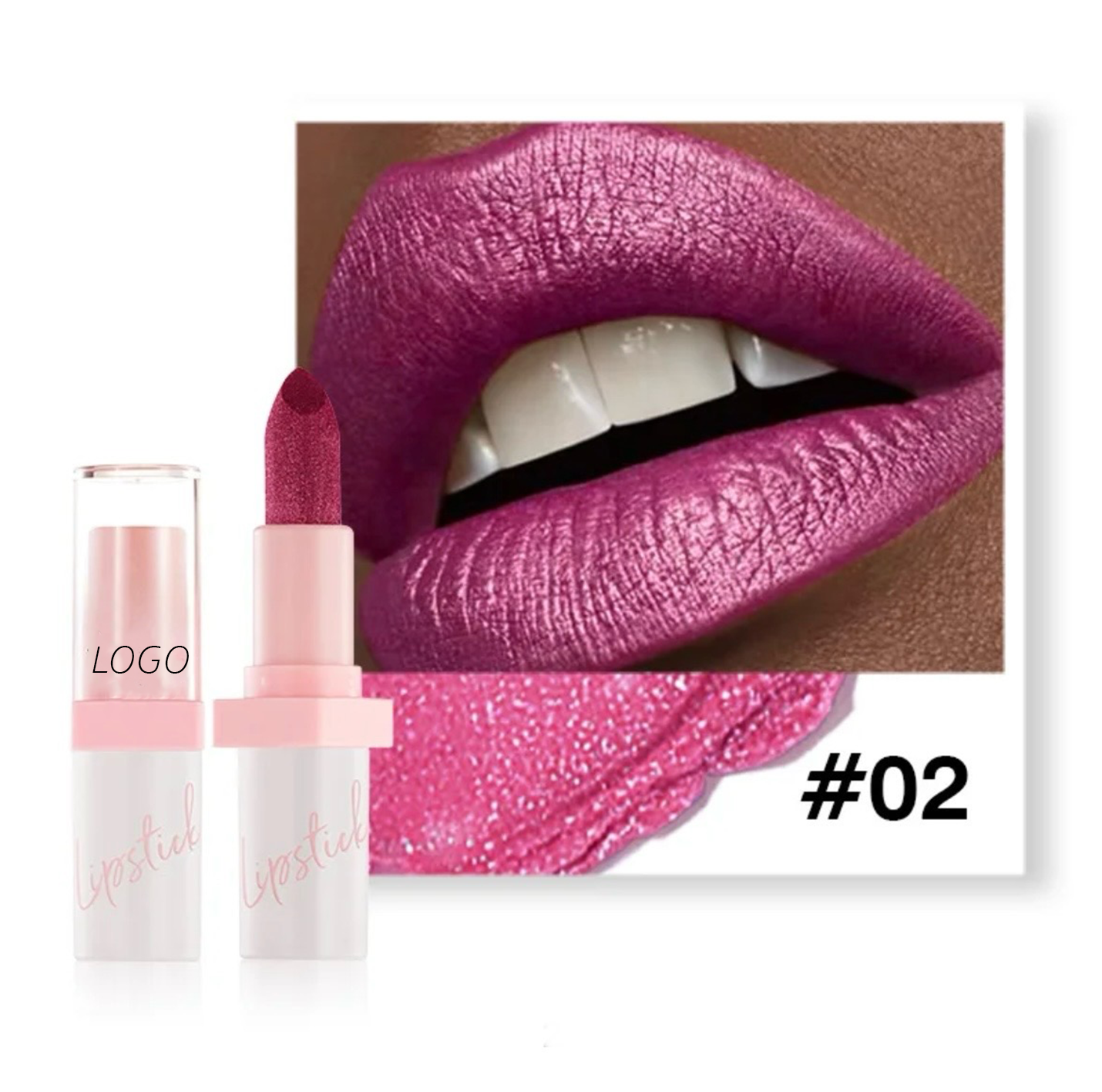 PRIVATE LABEL, 100pcs Wholesale Luxury PREMIUM Quality Vegan, Cruelty Free 24 Hour Long Lasting Matte Shiny Lipstick, Glitter Shimmer Metallic Lipstick