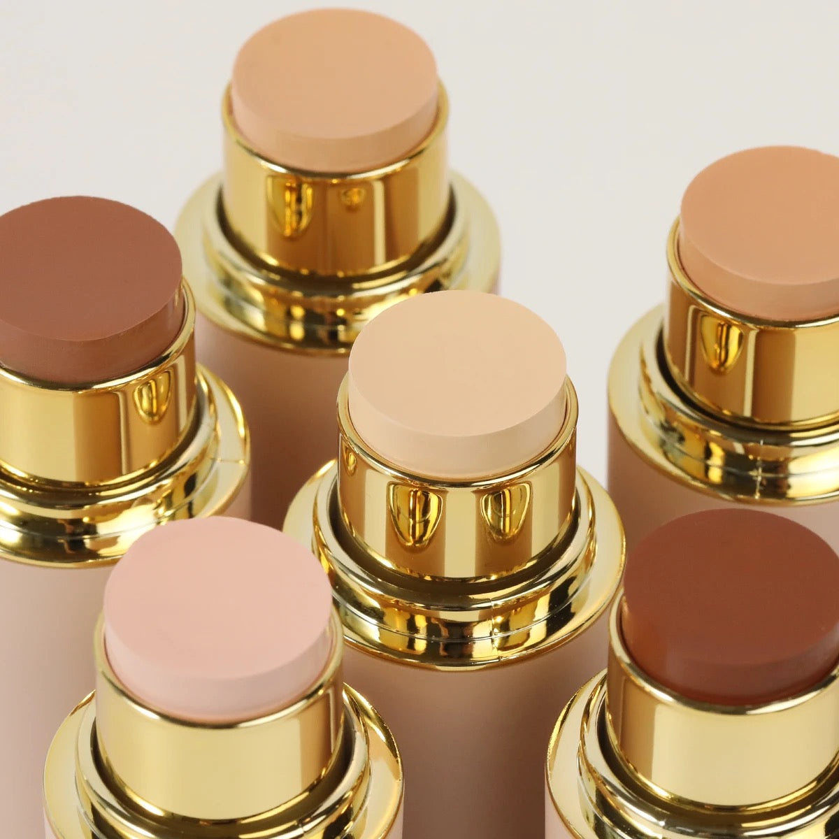 PRIVATE LABEL, 100pcs Wholesale Luxury PREMIUM Quality Vegan, Cruelty Free Waterproof Full Coverage Concealer Stick Silky Foundation in Gold/ Pink Aluminum Can