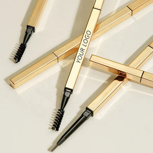 PRIVATE LABEL, 100pcs Wholesale Luxury PREMIUM Quality Vegan, Cruelty Free 
Gold Eyebrow Liner With Brush, Ultra Thin Waterproof Cream Brow Pencil 4 Shades