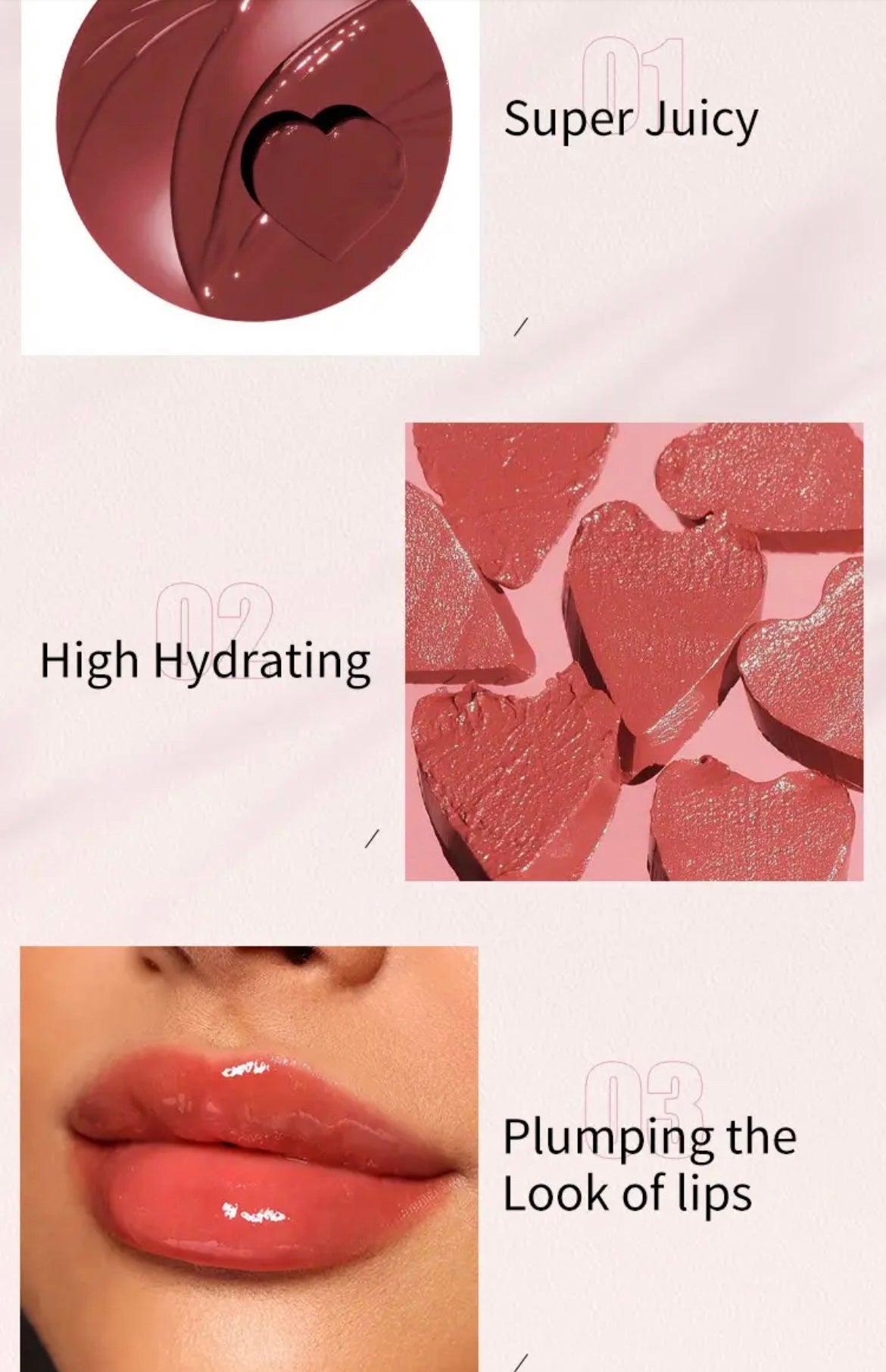 PRIVATE LABEL, Wholesale 100 pcs Luxury PREMIUM Quality Pre-Super Juicy Hydrating Heart Shaped Lip Balm Pen Press Treatment. 15 Colours