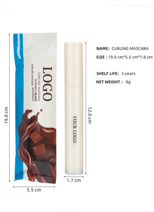 PRIVATE LABEL, 1000 pcs Wholesale Luxury PREMIUM Quality Vegan, Cruelty Free New Candy Cosmetics Milk Chocolate Volumizing Mascara, White Chocolate Curling Mascara, 3D Waterproof Lengthening Black Mascara