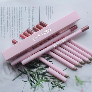 PRIVATE LABEL 100 Piece Wholesale Waterproof ,PREMIUM Quality, Vegan, Cruelty Free Custom Cute Pink Waterproof Long Lasting Lip Liner Pencil 24 Shades