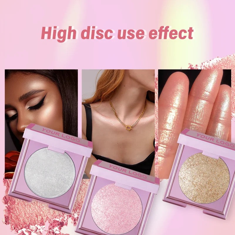 PRIVATE LABEL, 100pcs Wholesale Luxury PREMIUM Quality Vegan, Waterproof Smooth Dazzling Pink Glow Highlighter Palette 8 Shades