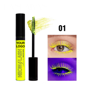 PRIVATE LABEL, 100pcs Wholesale Luxury PREMIUM Quality Vegan, Cruelty Free, Multicolor UV Neon Mascara, Cosmetic High Pigmented Shiny Eye Luminous Mascara, Quick Dry, Glow in the Dark Florescent Mascara. 6 Colors