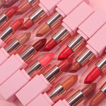 PRIVATE LABEL, 100pcs Wholesale Luxury PREMIUM Quality Vegan, Cruelty Free Pink Mirror Waterproof Long Lasting Moisturizing/Matte Lipstick Cream Nude Velvet Lipstick 48 Shades