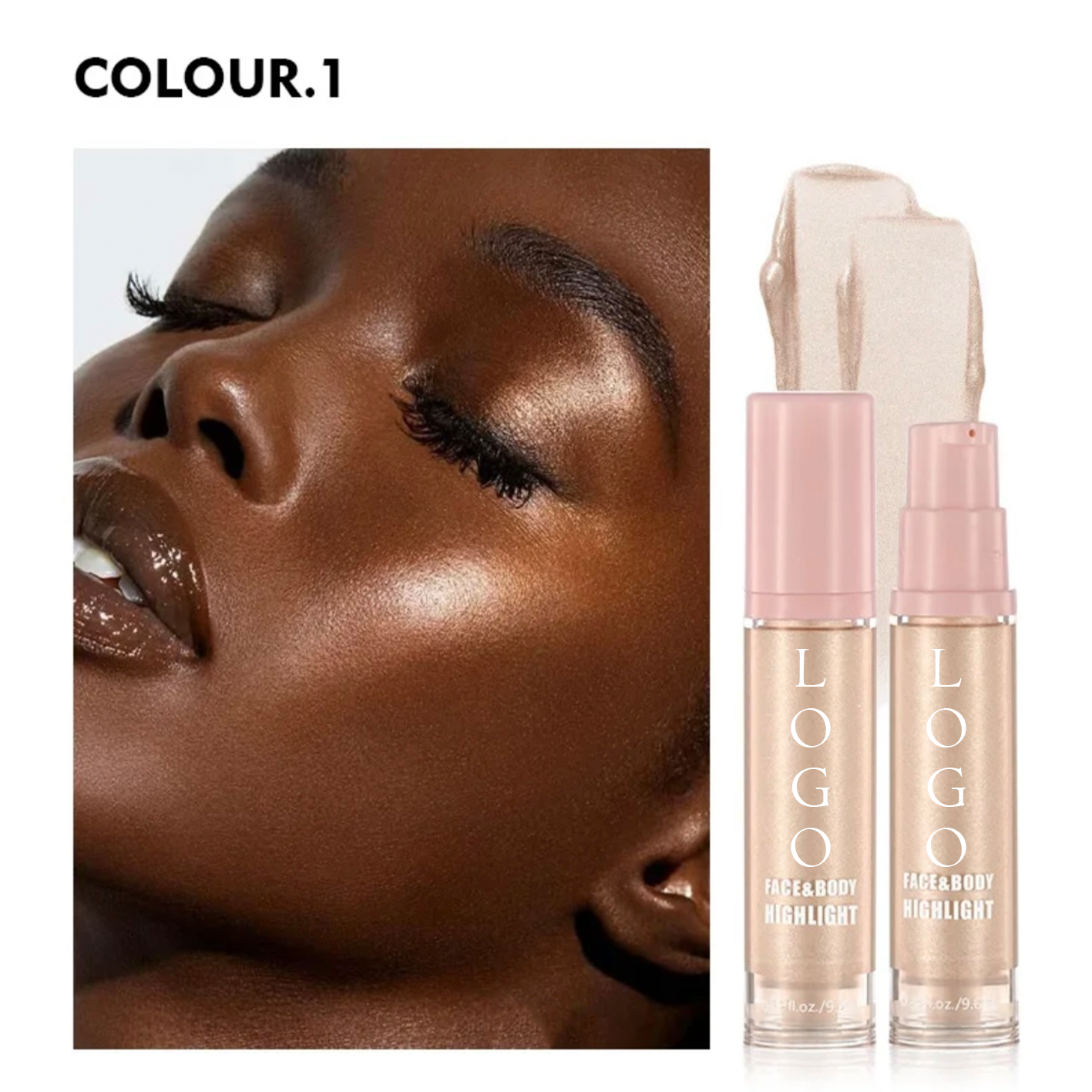 PRIVATE LABEL, 100pcs Wholesale Luxury PREMIUM Quality Vegan, Cruelty Free Face and Body Sparkling Skin Waterproof Dazzling Pearl Liquid Glow Highlighter 8 Shades