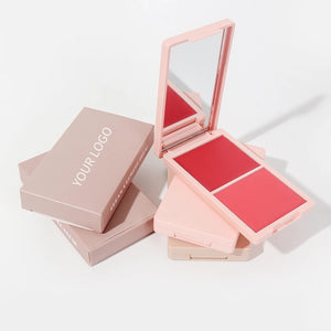 PRIVATE LABEL, 100pcs Wholesale Luxury PREMIUM Quality Vegan, Cruelty Free Long Lasting Cheek Lip Bronzer, Creamy Blush Palette, 2-in-1 Cream and Powder Blush Duo