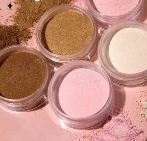 PRIVATE LABEL, 100pcs Wholesale Luxury PREMIUM Quality Vegan, Cruelty Free Waterproof Long Lasting Light Diamond Shimmer Powder  Neutral/ Pink Setting Powder