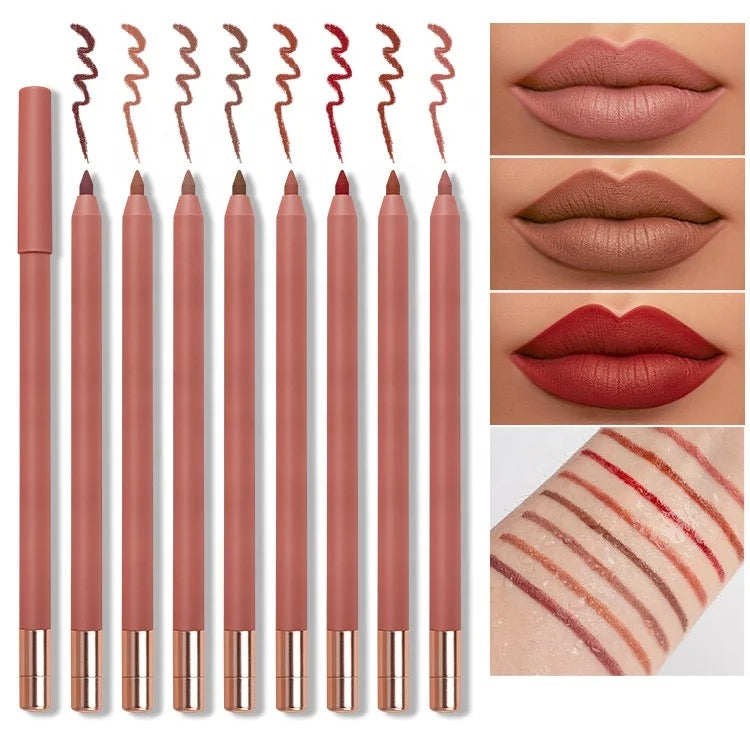 PRIVATE LABEL, 100pcs Wholesale Luxury PREMIUM Quality Vegan, Cruelty Free, Waterproof Lip Liner Pencil, Long Lasting Lip Marker, Luxury Twist up Sharpener High Pigmented Lipliner. 8 Shades