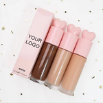 PRIVATE LABEL, 100 pcs Wholesale Luxury PREMIUM Quality Vegan, Cruelty Free 
Custom Cute Pink Heart Shaped Full Waterproof Coverage Long Lasting Matte SPF20 Liquid Foundation 30 Shades