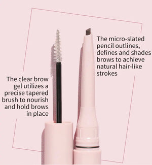 PRIVATE LABEL, Wholesale 100 pcs Luxury PREMIUM Quality, Retractable Makeup Pen 2-in-1 Brow Sculpting Lamination Gel and Tint Pencil Duo, Natural Brow Pencil with Brow Gel