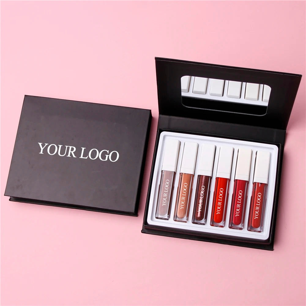 PRIVATE LABEL, Wholesale Luxury PREMIUM Quality Vegan, Cruelty Free Non-Sticky High-Shine Shimmer  Glossy Juicy Lipgloss/ Matte Liquid Lipstick Sheer Finish 6 pcs Lipgloss Lip Kit. 98 Shades