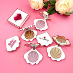 PRIVATE LABEL, 100 pcs Wholesale Luxury PREMIUM Quality Vegan, Cruelty Free, 
Custom Cute Pink/White and Gold Shell Cream Blusher, Single Compact Powder Blush. 5 Shades