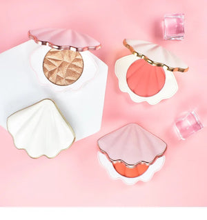 PRIVATE LABEL, 100 pcs Wholesale Luxury PREMIUM Quality Vegan, Cruelty Free, 
Custom Cute Pink/White and Gold Shell Cream Blusher, Single Compact Powder Blush. 5 Shades