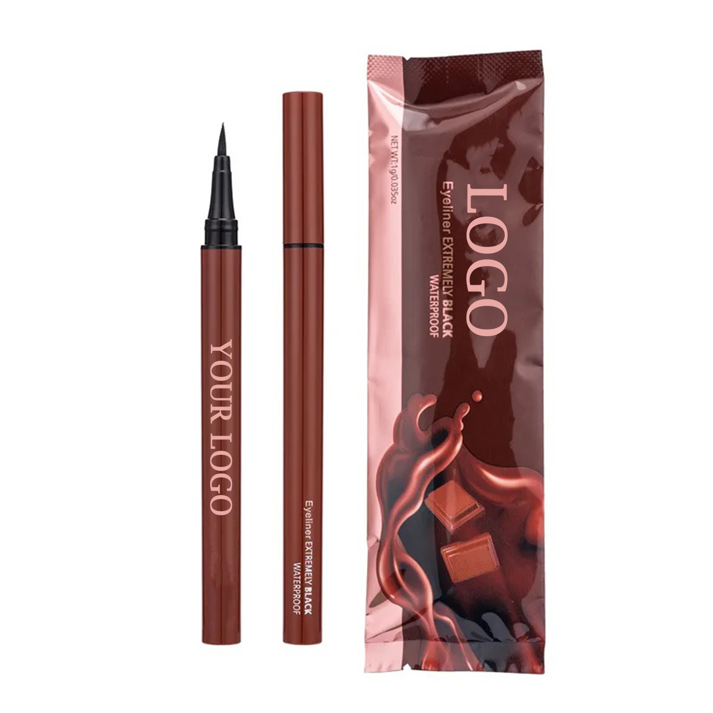 PRIVATE LABEL, 1000 pcs Wholesale Luxury PREMIUM Quality Vegan, Cruelty Free New Candy Cosmetics Milk Chocolate Bar in Wrapper, Waterproof Soft Liquid Eyeliner Pencil, Not Easy to Fade, Long Lasting, Quick Drying Smooth Black Eyeliner.