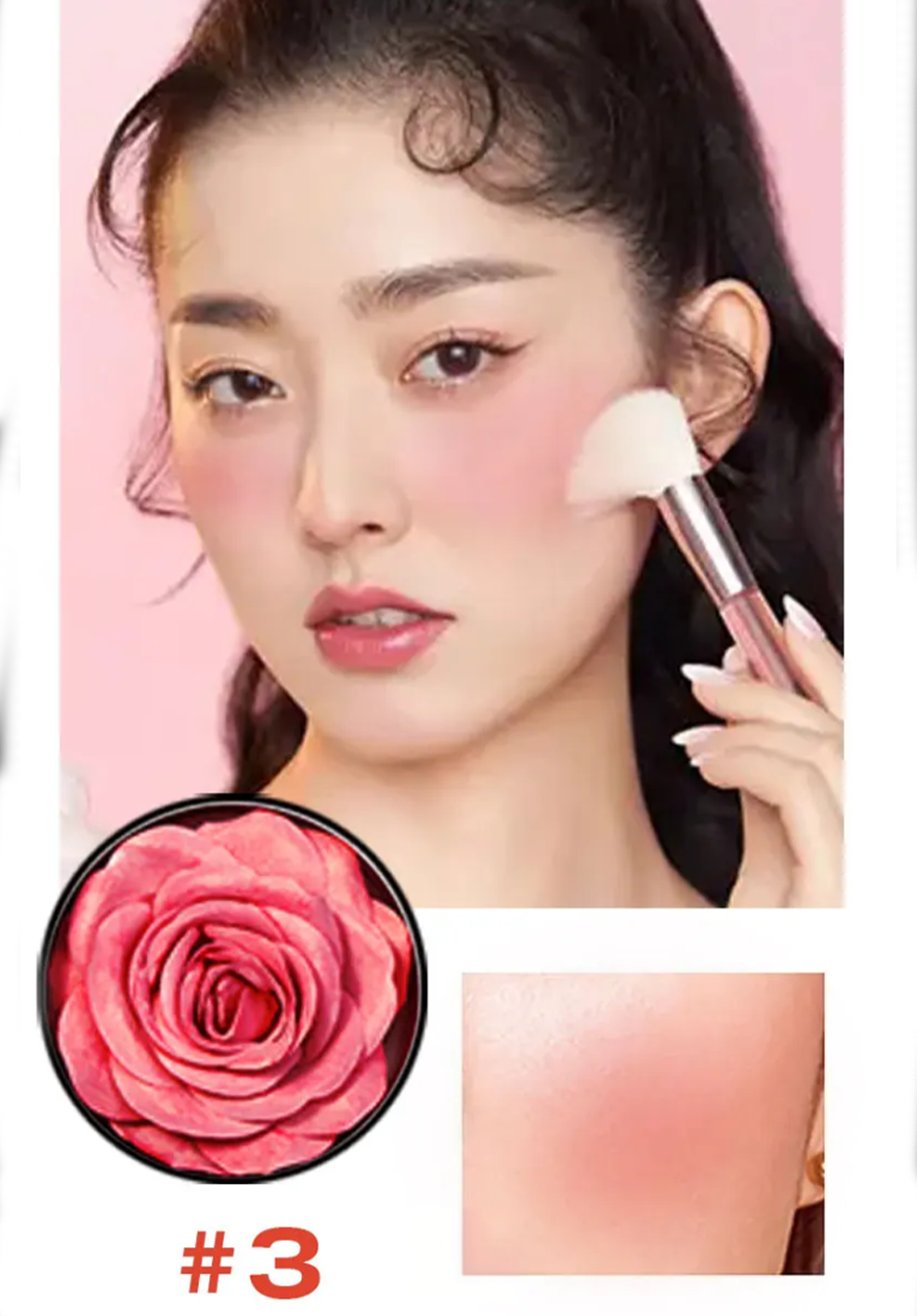 PRIVATE LABEL, 100pcs Wholesale Luxury PREMIUM Quality Vegan, Cruelty Free, 
Waterproof, Long Lasting 3D Blush Rose, Cheek Tint Flower Blush Powder 4 Shades