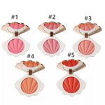 PRIVATE LABEL, 100 pcs Wholesale Luxury PREMIUM Quality Vegan, Cruelty Free, 
Custom Cute Pink/White and Gold Shell Cream Blusher, Single Compact Powder Blush. 5 Shades