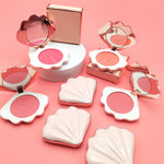 PRIVATE LABEL, 100 pcs Wholesale Luxury PREMIUM Quality Vegan, Cruelty Free, 
Custom Cute Pink/White and Gold Shell Cream Blusher, Single Compact Powder Blush. 5 Shades