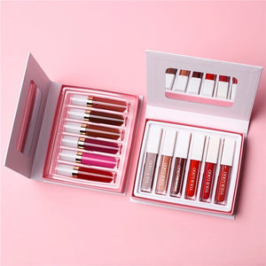 PRIVATE LABEL, Wholesale Luxury PREMIUM Quality Vegan, Cruelty Free Non-Sticky High-Shine Shimmer  Glossy Juicy Lipgloss/ Matte Liquid Lipstick Sheer Finish 6 pcs Lipgloss Lip Kit. 98 Shades