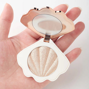 PRIVATE LABEL, 100 pcs Wholesale Luxury PREMIUM Quality Vegan, Cruelty Free, 
Unique Custom Cute Pink/White and Gold Shell Bronzer, Single Pressed Powder Highlighter 10 Shades