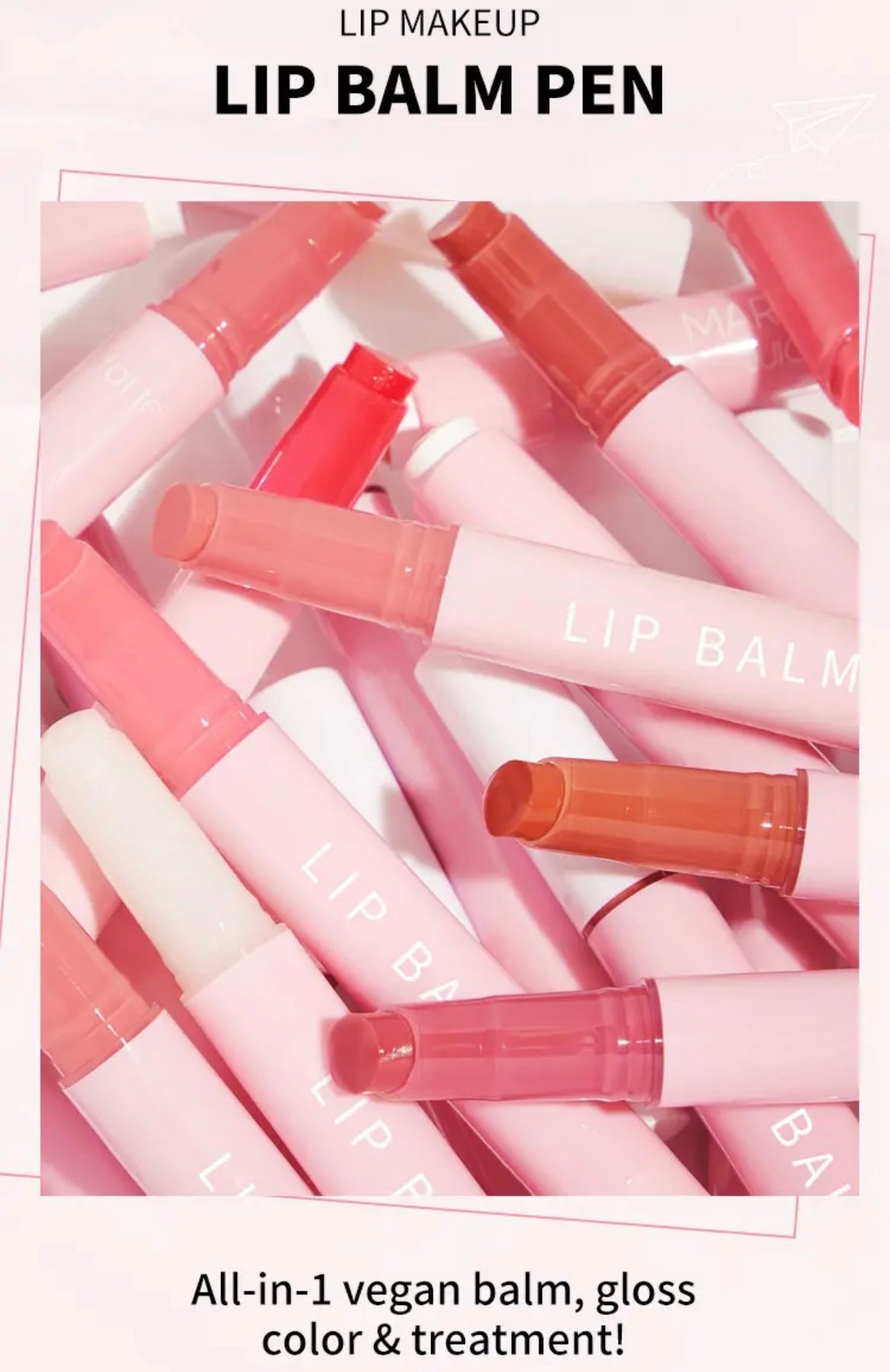 PRIVATE LABEL, 100pcs Wholesale Luxury PREMIUM Quality Vegan, Cruelty Free Custom Pink Long Lasting High Hydrating Plumping Lipstick Natural Silk Texture Tinted Lip Balm Pen