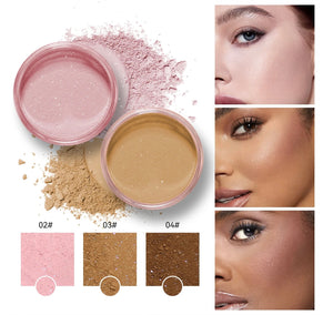 PRIVATE LABEL, 100pcs Wholesale Luxury PREMIUM Quality Vegan, Cruelty Free Waterproof Long Lasting Light Diamond Shimmer Powder  Neutral/ Pink Setting Powder