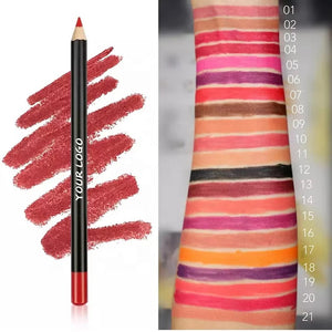 PRIVATE LABEL, 100pcs Wholesale Luxury PREMIUM Quality Vegan, Cruelty Free 
Custom your Logo Long Lasting Lipliner Pencil Matte High Quality Wood Lip Liner 21 Shades