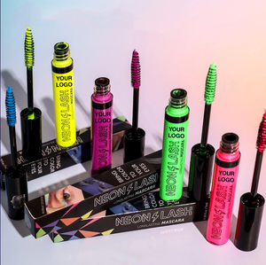 PRIVATE LABEL, 100pcs Wholesale Luxury PREMIUM Quality Vegan, Cruelty Free, Multicolor UV Neon Mascara, Cosmetic High Pigmented Shiny Eye Luminous Mascara, Quick Dry, Glow in the Dark Florescent Mascara. 6 Colors