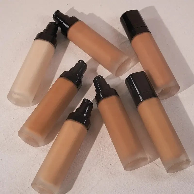 PRIVATE LABEL, Wholesale 100 Pcs Luxury PREMIUM Quality Vegan, Cruelty Free White Pump Bottle Matte Cream Foundation 30ml Full Coverage Makeup Base, Long Lasting Waterproof Concealer, Custom Liquid Foundation 18 Shades