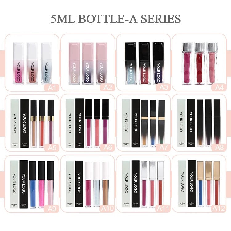 PRIVATE LABEL, Wholesale Luxury PREMIUM Quality Vegan, Cruelty Free Non-Sticky High-Shine Shimmer  Glossy Juicy Lipgloss/ Matte Liquid Lipstick Sheer Finish 6 pcs Lipgloss Lip Kit. 98 Shades