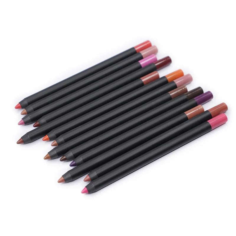 PRIVATE LABEL, 100pcs Wholesale Luxury PREMIUM Quality Vegan, Cruelty Free Custom your Logo Long Lasting Waterproof Professional Creamy Lip Liner 12 Shades