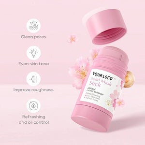 PRIVATE LABEL, Wholesale Luxury PREMIUM Quality Japanese Cherry Blossom Stick Mask, Sakura Hydrating Deep Pore Cleansing Face Mud Mask 50g