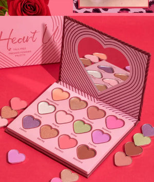 PRIVATE LABEL, 100pcs Wholesale Luxury PREMIUM Quality Vegan, Cute Pink High Pigmented Heart Palette with Mirror. 12 Shades.