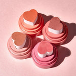 PRIVATE LABEL, 100 sets Wholesale Luxury PREMIUM Quality Vegan, Cruelty Free Bouncy Liquid Cushion Blusher, Pink Heart Shaped Cheek Blush Stamp 4 Shades