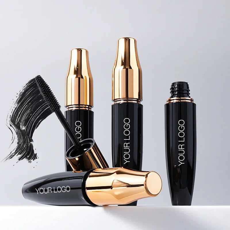 PRIVATE LABEL, 100pcs Wholesale Luxury PREMIUM Quality Vegan, Cruelty Free, Custom Black and Gold Packaging with Silicon Brush, Waterproof, Long Lasting, Lengthening, Smudge Proof, Curling Mascara