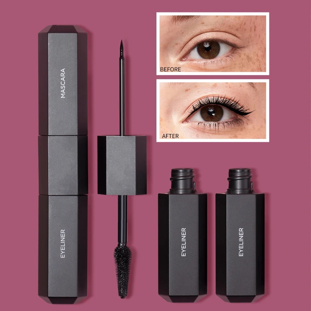 PRIVATE LABEL, 100 pcs Wholesale Luxury PREMIUM Quality Vegan, Cruelty Free Cosmetic Waterproof Long Lasting 2-in-1 Mascara Eyeliner Duo