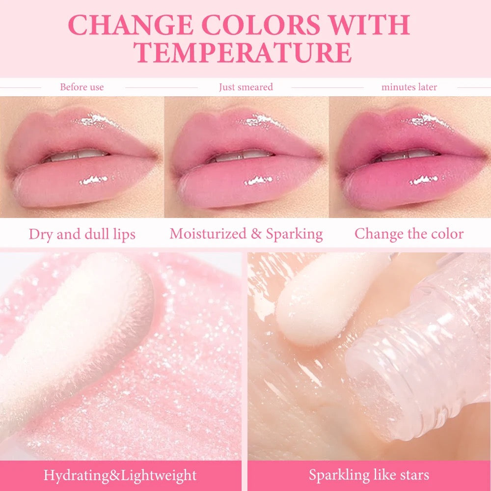 PRIVATE LABEL, 100pcs Wholesale Luxury PREMIUM Quality Vegan, Cruelty Free Clear Plumping Lipgloss, Moisturizing Fruity Tinted Color Changing Lip Oil