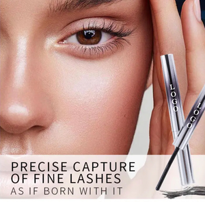 PRIVATE LABEL, 100 pcs Wholesale Luxury PREMIUM Quality Vegan, Cruelty Free 
Viral Metal Silver Plating Package, 4D Volume, Long Lasting Black Mascara with 360 Degree Self-Angled Threaded Brush for Even Coated Non-Clumping Lashes.