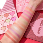 PRIVATE LABEL, 100pcs Wholesale Luxury PREMIUM Quality Vegan, Cute Pink High Pigmented Heart Palette with Mirror. 12 Shades.