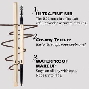 PRIVATE LABEL, 100pcs Wholesale Luxury PREMIUM Quality Vegan, Cruelty Free 
Gold Eyebrow Liner With Brush, Ultra Thin Waterproof Cream Brow Pencil 4 Shades