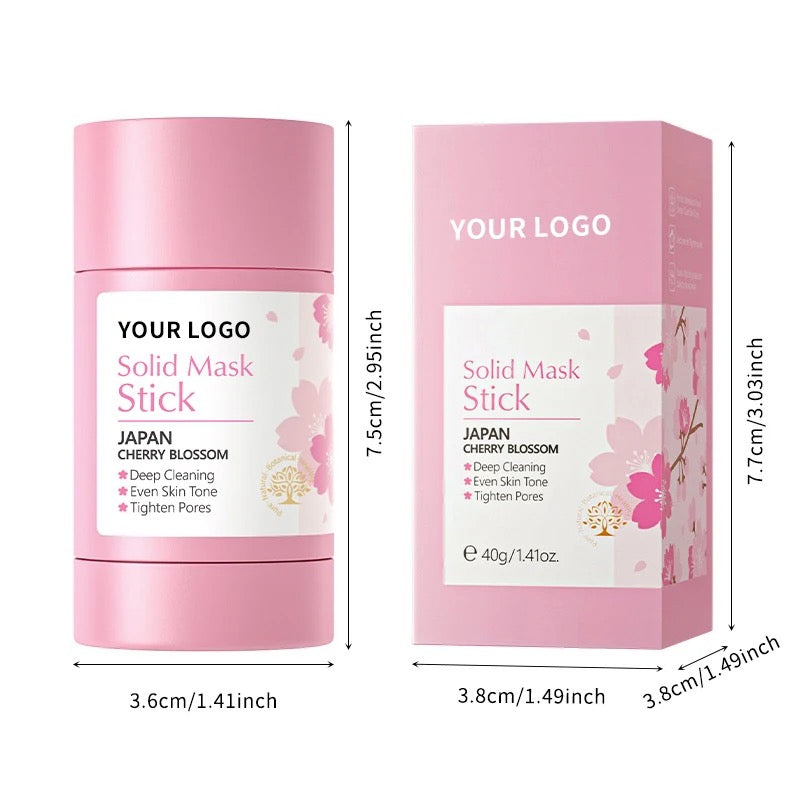 PRIVATE LABEL, Wholesale Luxury PREMIUM Quality Japanese Cherry Blossom Stick Mask, Sakura Hydrating Deep Pore Cleansing Face Mud Mask 50g