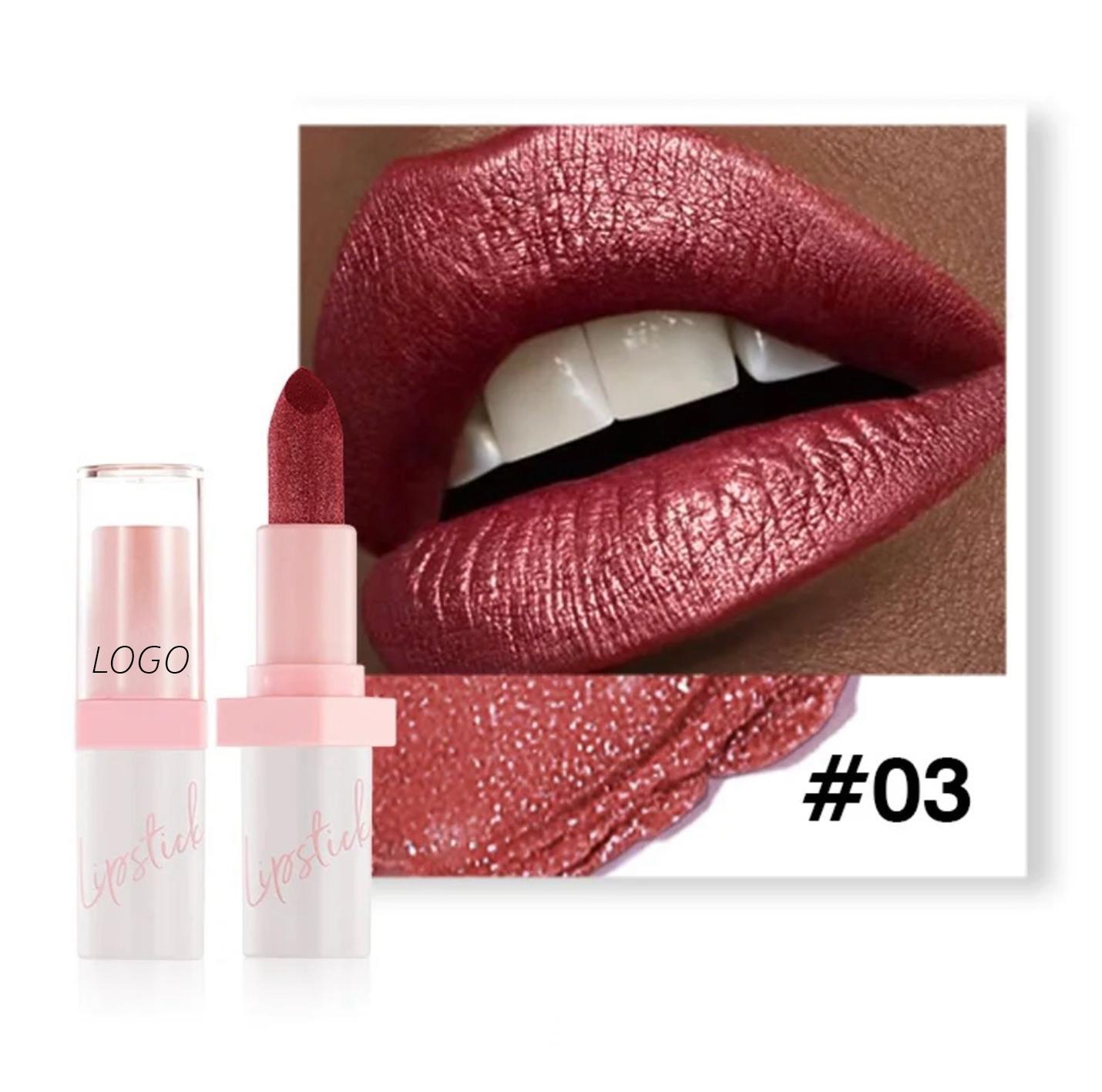 PRIVATE LABEL, 100pcs Wholesale Luxury PREMIUM Quality Vegan, Cruelty Free 24 Hour Long Lasting Matte Shiny Lipstick, Glitter Shimmer Metallic Lipstick