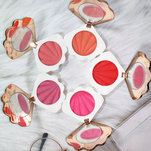 PRIVATE LABEL, 100 pcs Wholesale Luxury PREMIUM Quality Vegan, Cruelty Free, 
Custom Cute Pink/White and Gold Shell Cream Blusher, Single Compact Powder Blush. 5 Shades