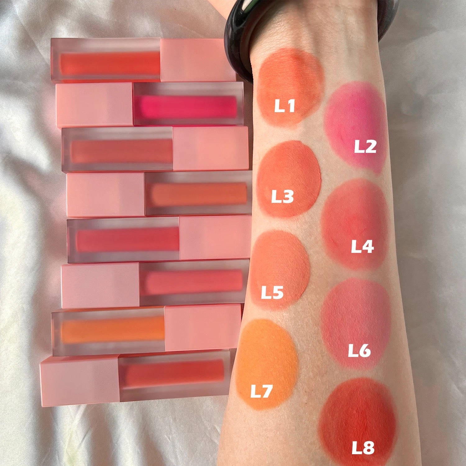 PRIVATE LABEL, 100pcs Wholesale Luxury PREMIUM Quality Vegan, Cruelty Free Pink Tube Long Lasting Glossy & Matte Creamy Liquid Blush 8 Shades